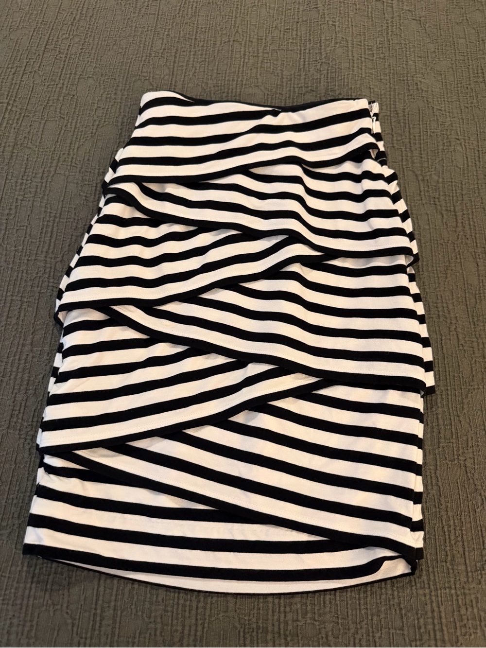 White House Black Market Black and White Striped Layered Ruffle Pencil Skirt
